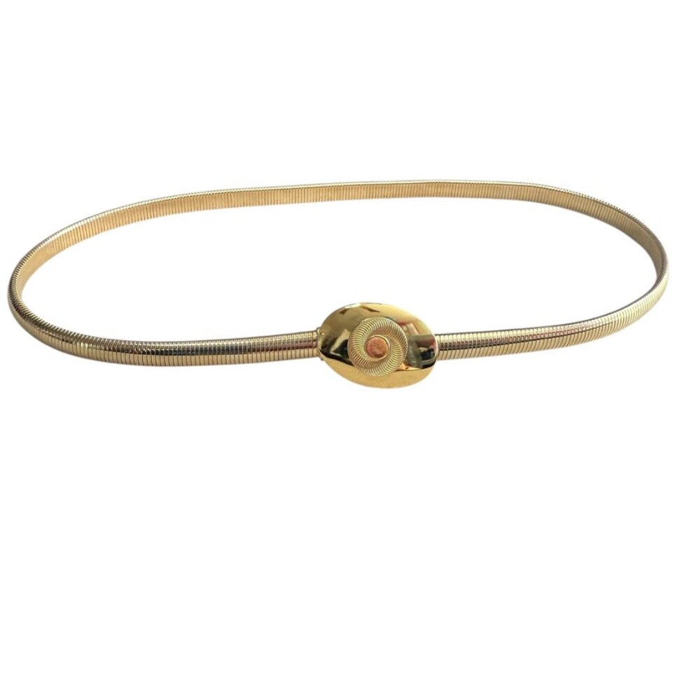 Vintage Gold Tone Stretch Snake Belt‎ Detachable Buckle 80's Retro